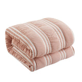 Chic Home Emma Bedding Comforter, Seersucker Fabric with Striped Design, 6 Pieces Comforter Set Blush Pink