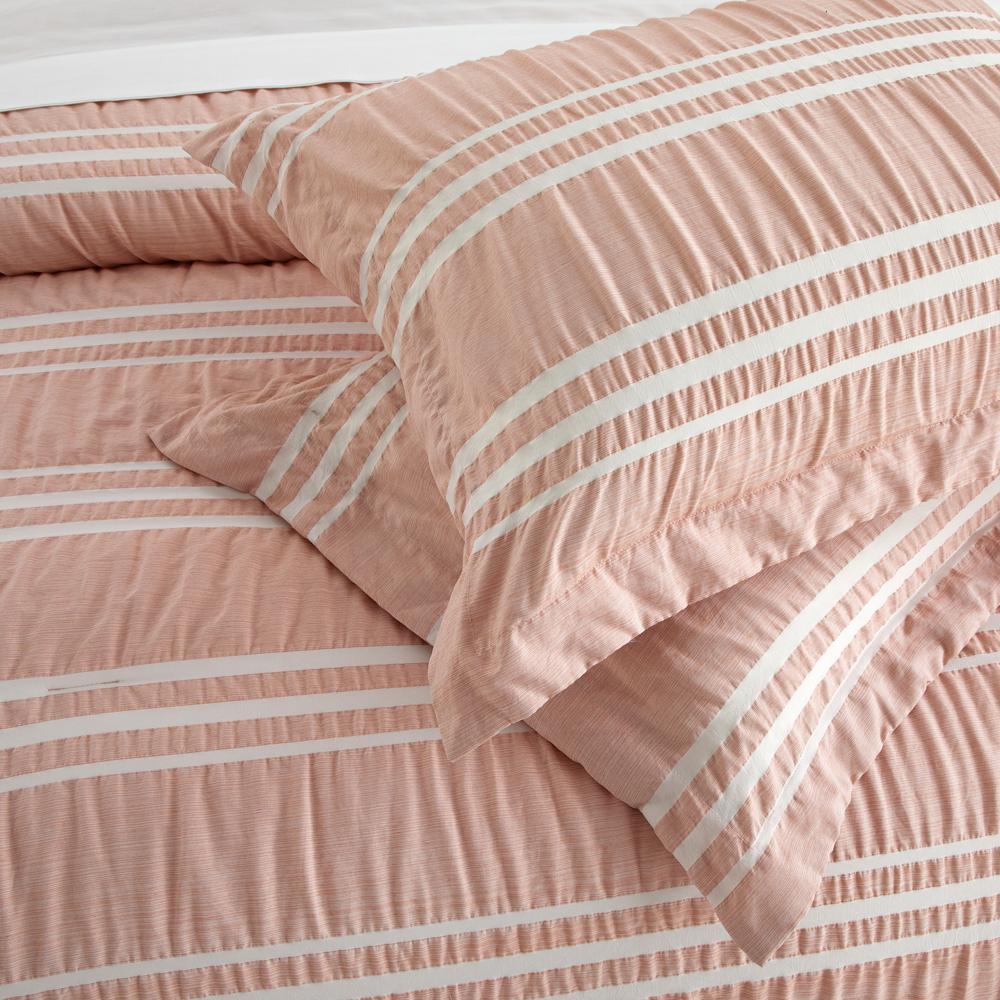 Chic Home Emma Bedding Comforter, Seersucker Fabric with Striped Design, 6 Pieces Comforter Set Blush Pink