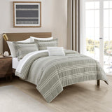 Chic Home Emma Bedding Comforter, Seersucker Fabric with Striped Design, 6 Pieces Comforter Set Green