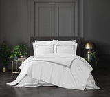 Chic Home Ella Cotton Duvet Cover Set Solid White Dual Stripe Embroidered Border Zig-Zag Details Hotel Collection Bedding - Includes Two Pillow Shams - 3 Piece - Black