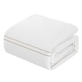 Chic Home Alford Organic Cotton Duvet Cover Set Solid White With Dual Stripe Embroidered Border Hotel Collection Bedding - Includes Two Pillow Shams - 3 Piece - Beige