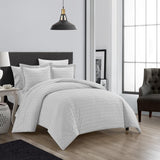 Chic Home Blaine Duvet Cover Set Contemporary Two Tone Striped Chevron Pattern Bed In A Bag Bedding - Sheets Pillowcases Pillow Shams Included - 7 Piece - Grey