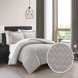 Chic Home Blaine Duvet Cover Set Contemporary Two Tone Striped Chevron Pattern Bedding - Pillow Shams Included - 3 Piece - Taupe