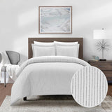 Chic Home Wesley Duvet Cover Set Contemporary Solid White With Dot Striped Pattern Print Design Bedding - Pillow Shams Included - 3 Piece - Charcoal Grey