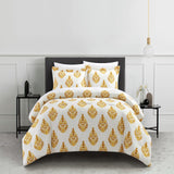 Chic Home Amelia Duvet Cover Set Floral Medallion Print Design Bedding with Zipper Closure Yellow