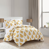Chic Home Amelia 7 Piece Duvet Cover Set Floral Medallion Print Design Bed In A Bag Bedding with Zipper Closure Yellow