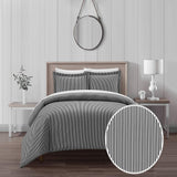 Chic Home Morgan Duvet Cover Set Contemporary Two Tone Striped Pattern Bedding - Pillow Sham Included - 2 Piece - Twin 68x90", Charcoal