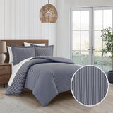 Chic Home Morgan Duvet Cover Set Contemporary Two Tone Striped Pattern Bedding - Pillow Sham Included - 2 Piece - Twin 68x90", Navy