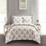 Chic Home Amelia 7 Piece Duvet Cover Set Floral Medallion Print Design Bed In A Bag Bedding with Zipper Closure Taupe