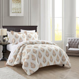 Chic Home Amelia 7 Piece Duvet Cover Set Floral Medallion Print Design Bed In A Bag Bedding with Zipper Closure Taupe