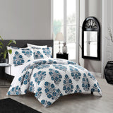 Chic Home Yazmin 7 Piece Duvet Cover Set Large Scale Floral Medallion Print Design Bed In A Bag Bedding Blue