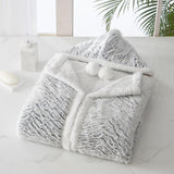 Chic Home Dohwa Snuggle Hoodie Animal Pattern Robe Cozy Super Soft Ultra Plush Micromink Coral Fleece Sherpa Lined Wearable Blanket with 2 Pockets Hood Drawstring Closure - 51x71