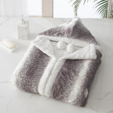 Chic Home Shadow Snuggle Hoodie Two Tone Animal Pattern Robe Cozy Super Soft Ultra Plush Micromink Coral Fleece Sherpa Lined Wearable Blanket with 2 Pockets Hood Drawstring Closure - 51x71
