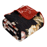 Chic Home Euphemia Reversible Quilt Set Floral Print Cursive Script Design Bedding - Decorative Pillow Shams Included - Black