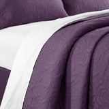 Chic Home Sachi Quilt Set Floral Scroll Pattern Design Bedding Purple