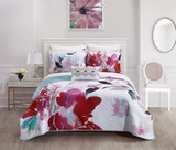 Chic Home Henrietta Reversible Quilt Set Floral Watercolor Design Bedding - Decorative Pillow Shams Included - 4 Piece - Multi