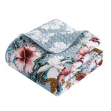 Chic Home Orithia Reversible Quilt Set Tropical Floral Leopard Print Bedding - Decorative Pillow Shams Included - Blue