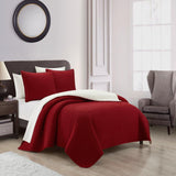Chic Home St Paul Quilt Set Contemporary Striped Design Sherpa Lined Bed In A Bag Bedding - Sheets Pillowcases Pillow Shams Included - 7 Piece - Wine