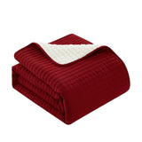 Chic Home St Paul Quilt Set Contemporary Striped Design Sherpa Lined Bedding - Pillow Shams Included - 3 Piece - Wine