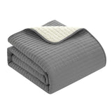 Chic Home St Paul Quilt Set Contemporary Striped Design Sherpa Lined Bed In A Bag Bedding - Sheets Pillowcases Pillow Shams Included - 7 Piece - Grey