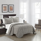 Chic Home Cody Cotton Quilt Set Clip Jacquard Geometric Pattern Bedding - Pillow Shams Included - 3 Piece - Grey