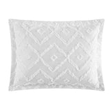 Chic Home Cody Cotton Quilt Set Clip Jacquard Geometric Pattern Bedding - Pillow Shams Included - 3 Piece - White