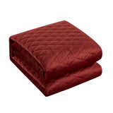 Chic Home Wafa Velvet Quilt Set Diamond Stitched Pattern Bedding - Pillow Shams Included - 3 Piece - Brick