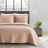 Chic Home Babe Cotton Quilt Set Geometric Floral Pattern Bedding - Pillow Shams Included - 3 Piece - Blush