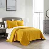 Chic Home Babe Cotton Quilt Set Geometric Floral Pattern Bedding - Pillow Shams Included - 3 Piece - Yellow