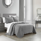 Chic Home Marling Quilt Set Contemporary Geometric Diamond Pattern Bed In A Bag Bedding - Sheets Pillowcases Pillow Shams Included - 7 Piece - Grey