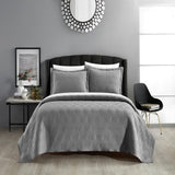 Chic Home Marling Quilt Set Contemporary Geometric Diamond Pattern Bed In A Bag Bedding - Sheets Pillowcases Pillow Shams Included - 7 Piece - Grey