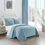 Chic Home Ridge Quilt Set Contemporary Y-Shaped Geometric Pattern Bedding - Pillow Shams Included - 3 Piece - Blue