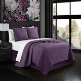 Chic Home Sachi Quilt Set Floral Scroll Pattern Design Bedding Purple