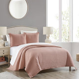 Chic Home Xavier Quilt Set Geometric Square Tile Pattern Bedding - Pillow Shams Included - 3 Piece - Rose