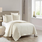 Chic Home Xavier Quilt Set Geometric Square Tile Pattern Bedding - Pillow Shams Included - 3 Piece - Beige