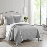 Chic Home Xavier Quilt Set Geometric Square Tile Pattern Bed In A Bag Bedding - Sheets Pillowcases Pillow Shams Included - 7 Piece - Grey
