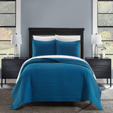Chic Home Xavier Quilt Set Geometric Square Tile Pattern Bedding - Pillow Shams Included - 3 Piece - Blue