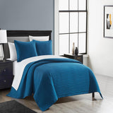 Chic Home Xavier Quilt Set Geometric Square Tile Pattern Bedding - Pillow Shams Included - 3 Piece - Blue