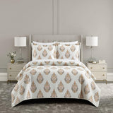 Chic Home Breana 7 Piece Quilt Set Floral Medallion Print Design Bed In A Bag Bedding Taupe