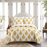 Chic Home Breana 7 Piece Quilt Set Floral Medallion Print Design Bed In A Bag Bedding Yellow