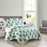 Chic Home Breana 7 Piece Quilt Set Floral Medallion Print Design Bed In A Bag Bedding Green