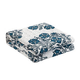 Chic Home Morris Quilt Set Large Scale Floral Medallion Print Design Bedding Blue