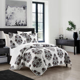 Chic Home Morris 7 Piece Quilt Set Large Scale Floral Medallion Print Design Bed In A Bag Bedding Grey