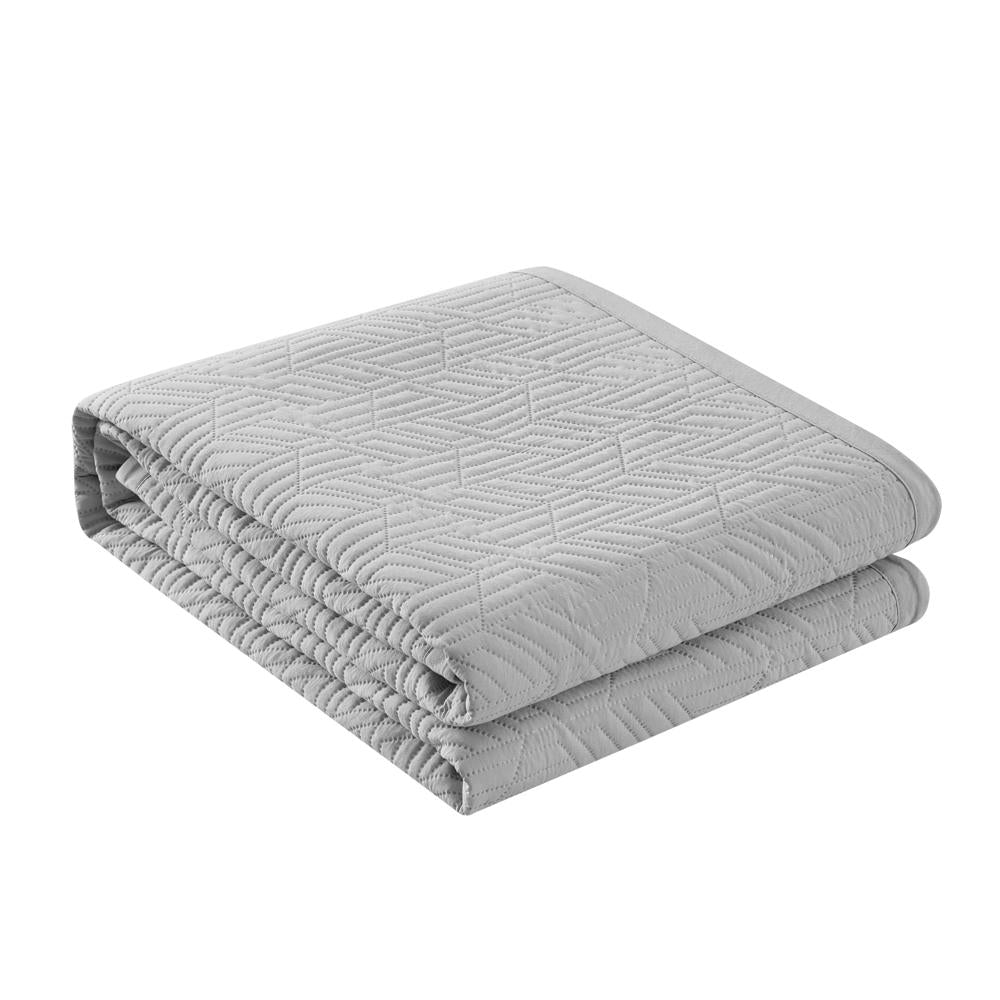 Chic Home Jessie 7 Pieces Quilt Set, Modern Geometric Pattern & Crinkle Crush Fabric, Bediing Quilts Grey