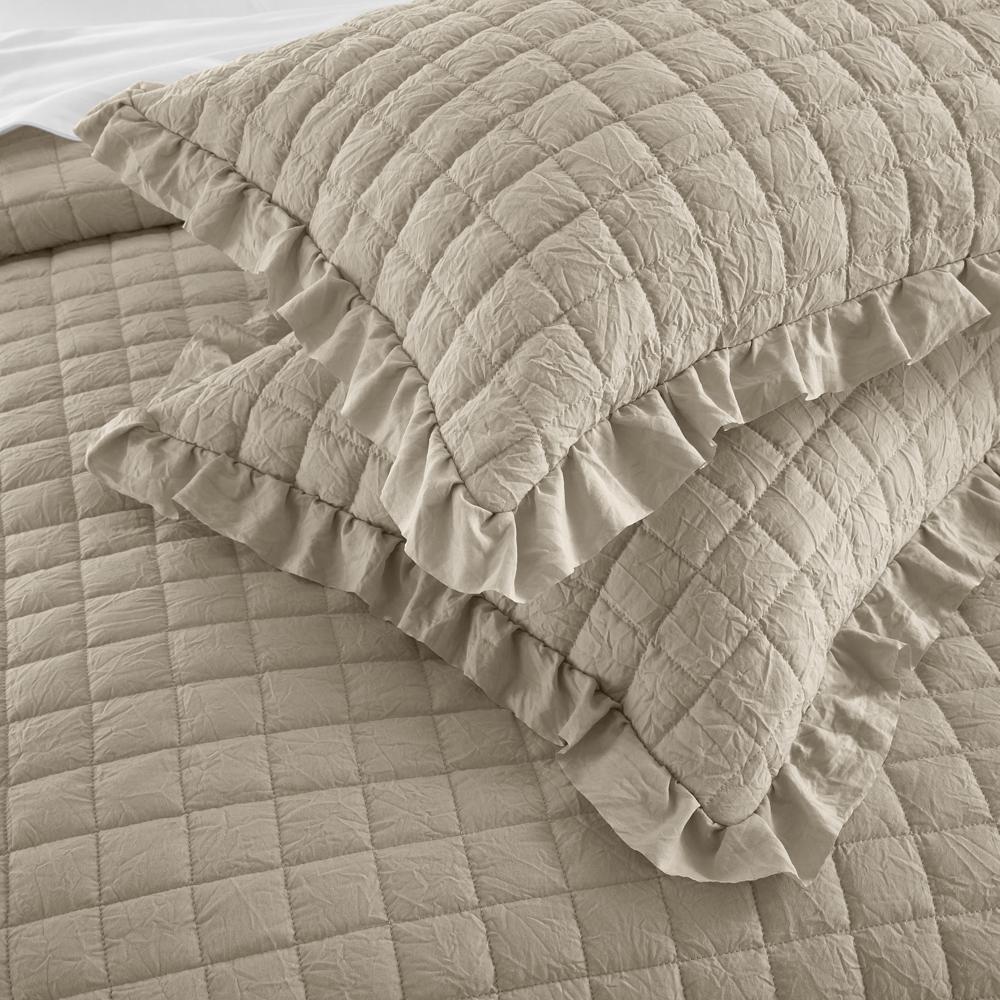 Chic Home Revel 7 Pieces Quilt Set, Diamond Stitched Crinkle Crush, Bedding Quilts Beige