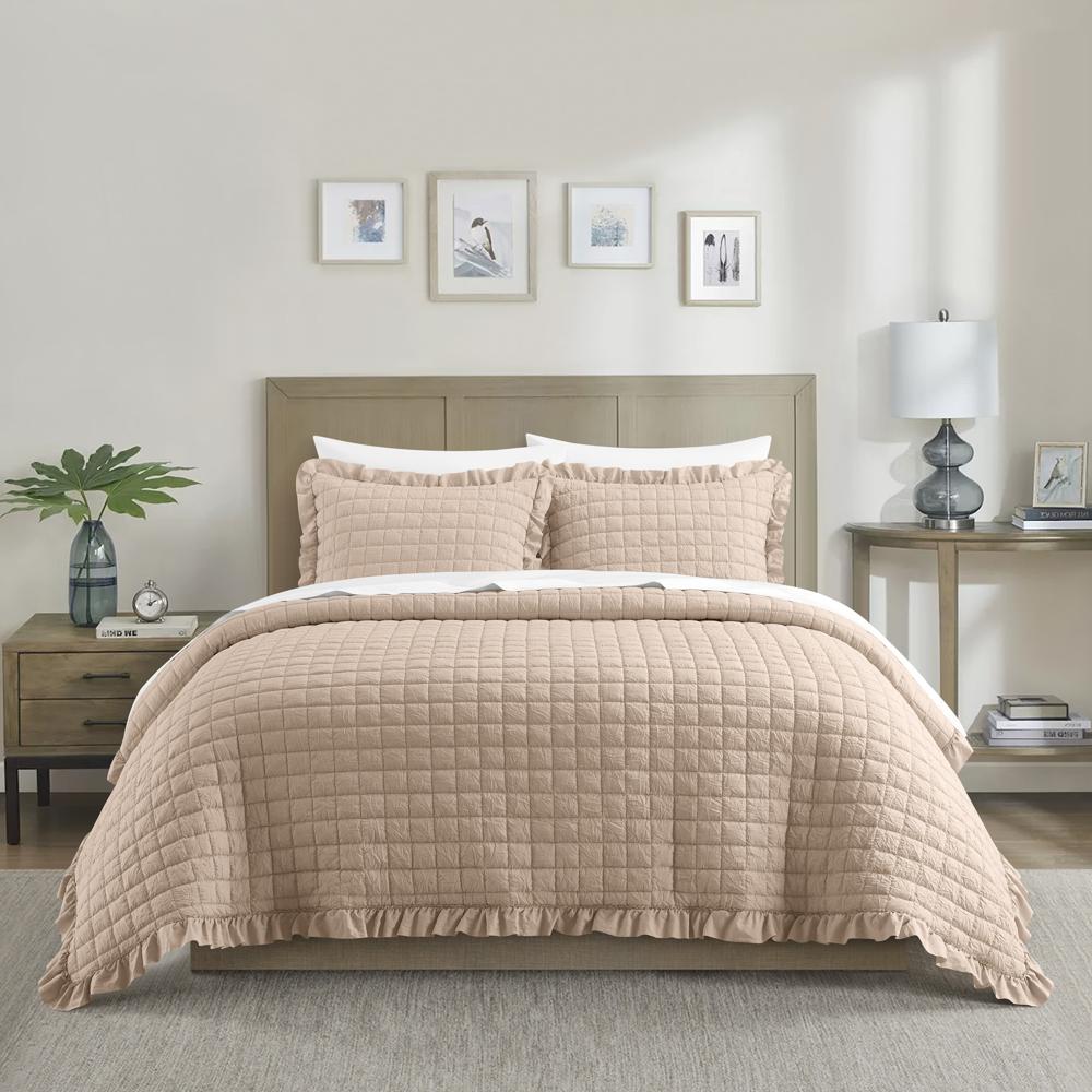 Chic Home Revel 7 Pieces Quilt Set, Diamond Stitched Crinkle Crush, Bedding Quilts Rose Pink