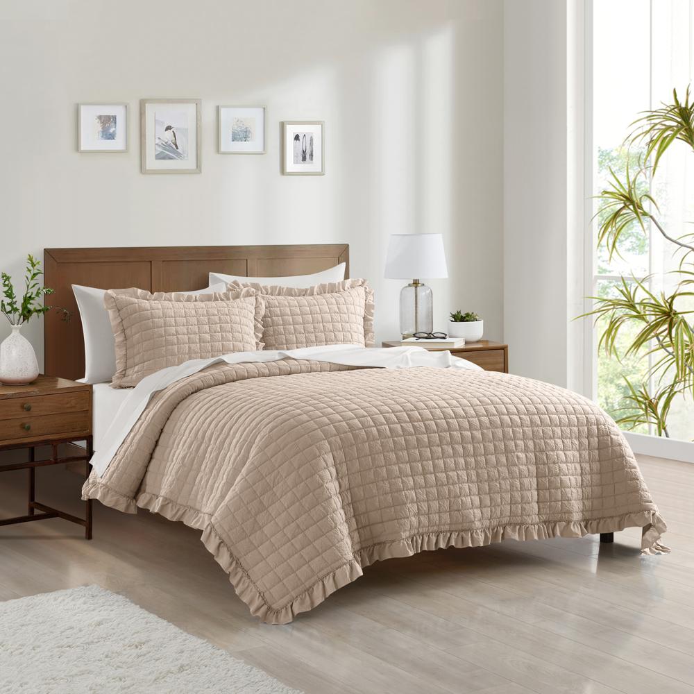 Chic Home Revel 7 Pieces Quilt Set, Diamond Stitched Crinkle Crush, Bedding Quilts Rose Pink