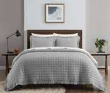 Chic Home Revel 3 Pieces Quilt Set, Diamond Stitched Crinkle Crush, Bedding Quilts Grey