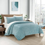 Chic Home Castiel 7 Pieces Quilt Set, Contemporary Stitched Embroidery, Bedding Quilts Blue