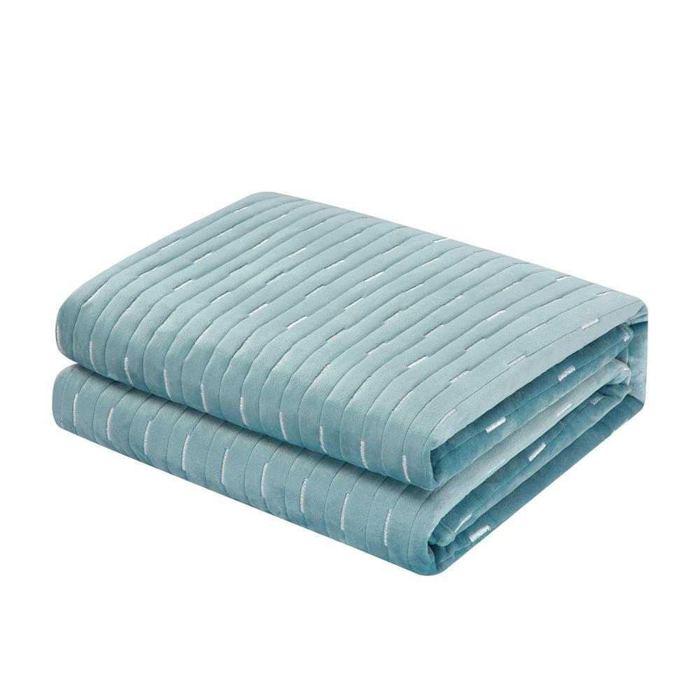 Chic Home Castiel 7 Pieces Quilt Set, Contemporary Stitched Embroidery, Bedding Quilts Blue